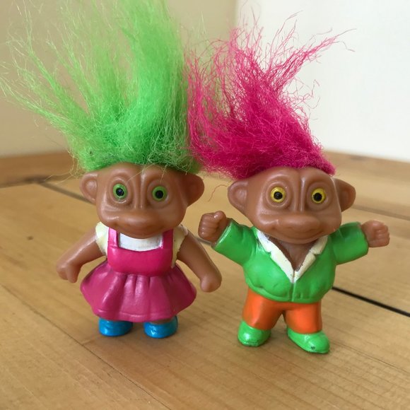 Blue Eye Baby Troll TNT Set of 3 Plastic Figures 1992 SOMA Pink Green Lilac Hair - Picture 9 of 11